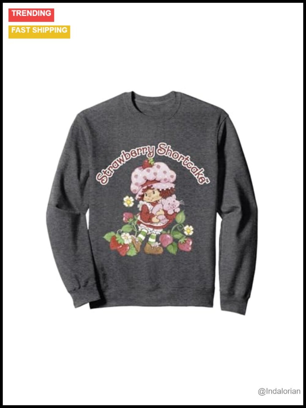 Vintage Strawberry Shortcake Graphic Sweatshirt Classic Fit Cotton Blend